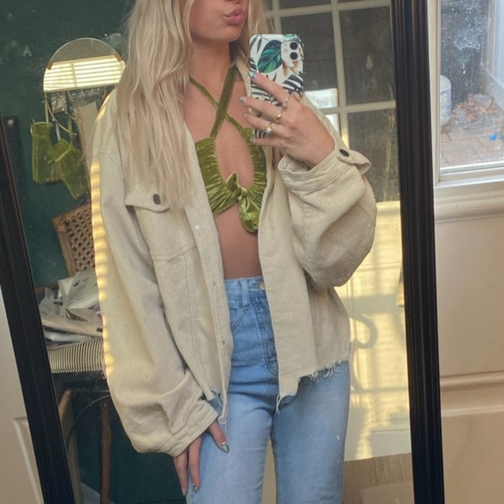 Princess Polly velvet green crop